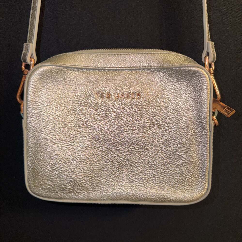Ted Baker Metallic Silver Leather Crossbody Bag